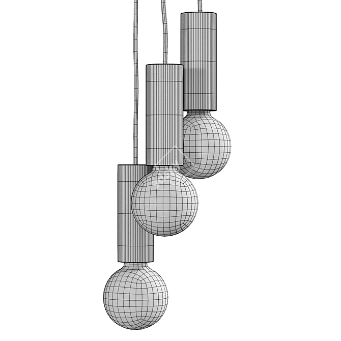 Modern Cement Pendant Lamp Trio 3D model image 6