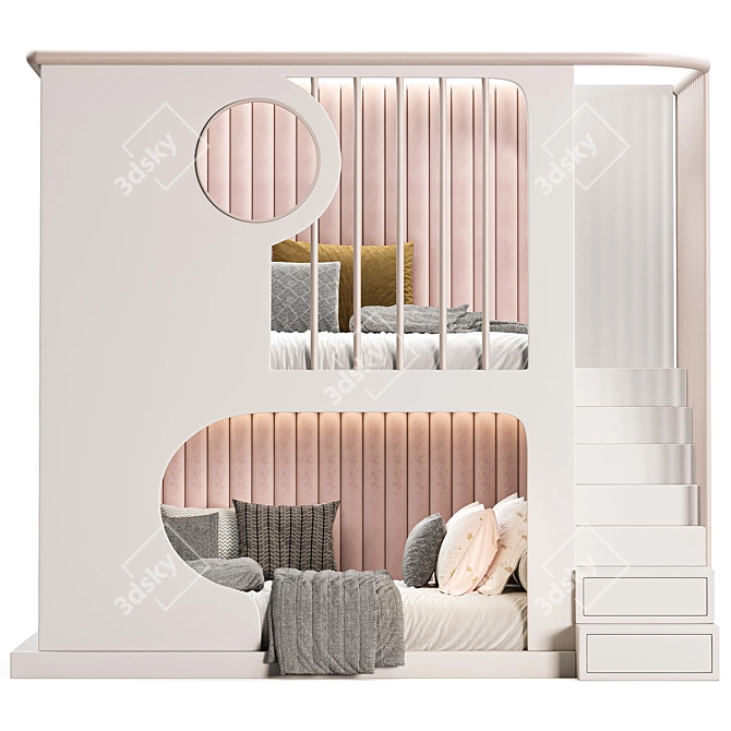 Modern Kids Bedroom Furniture Set 3D model image 4