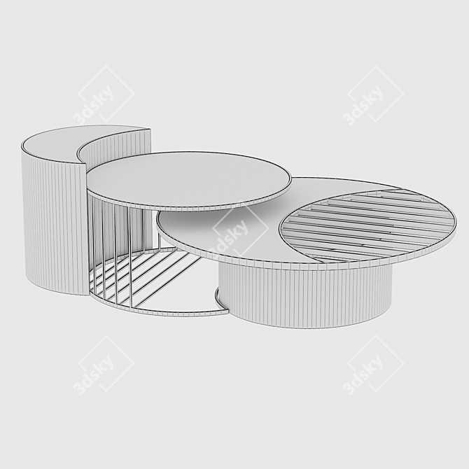 Lux Sole Coffee Table Set 3D model image 3