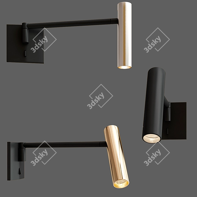 Adjustable Aluminium LED Wall Lamp 3D model image 3