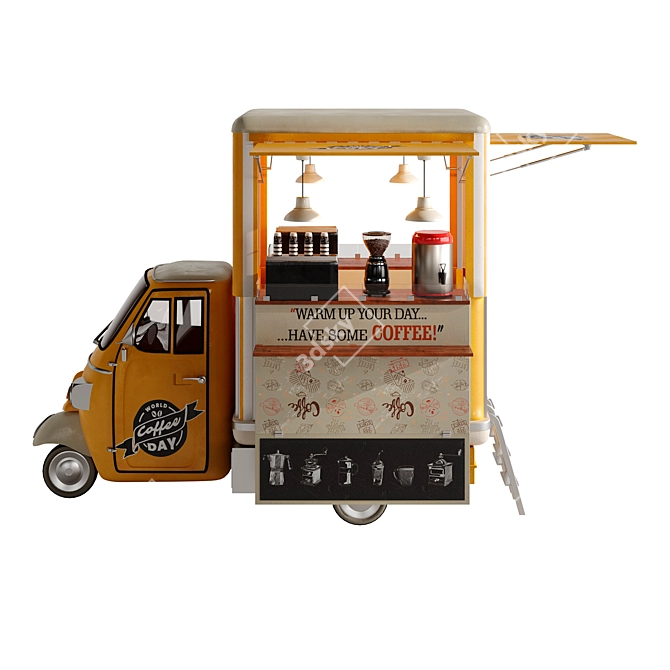 PA Yellow Coffee Truck Model 3D model image 4