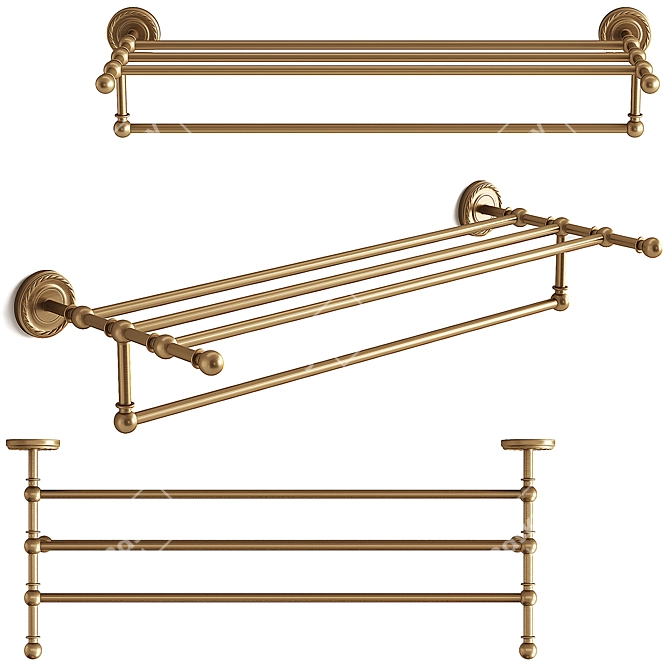 Antique Brass Bathroom Shelf 3D model image 1