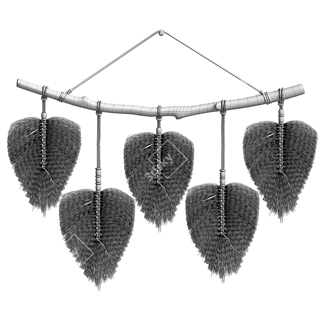 Macrame Leaf Panel Wall Decor 3D model image 2