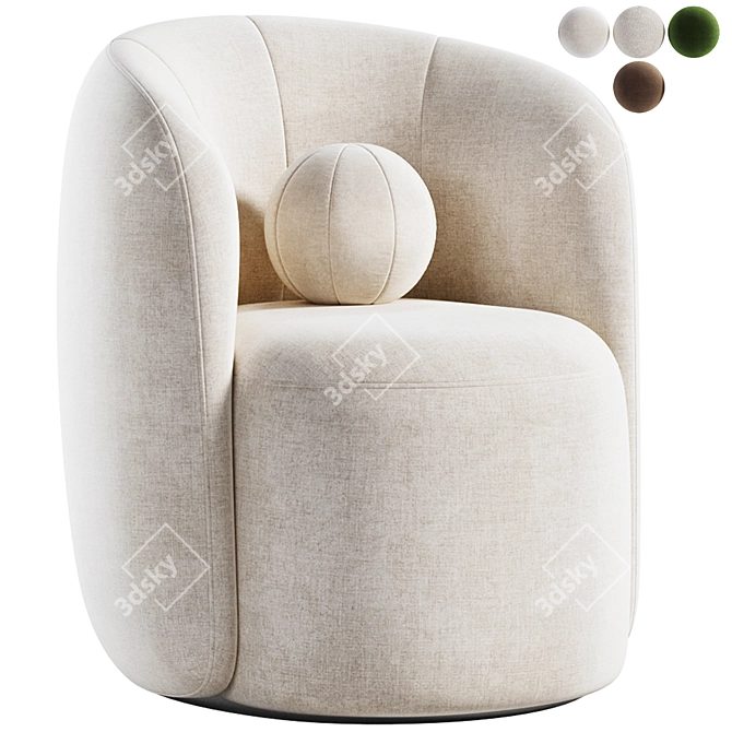 Manic Textile Brown Armchair - Modern and Stylish 3D model image 1