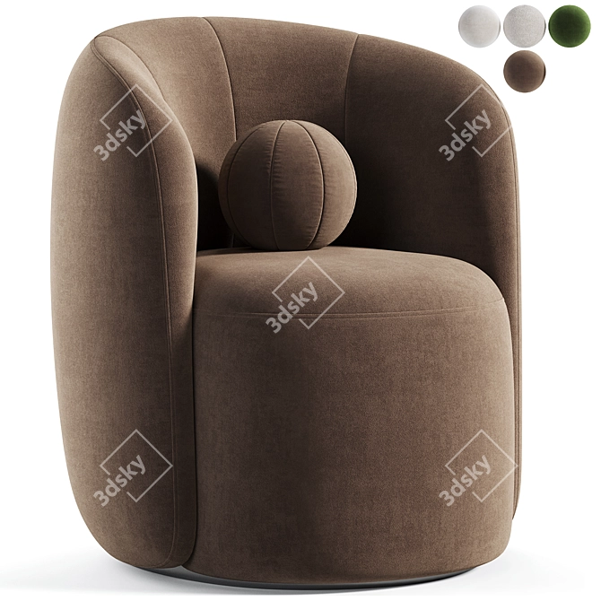 Manic Textile Brown Armchair - Modern and Stylish 3D model image 2