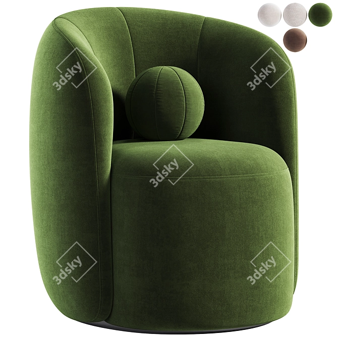 Manic Textile Brown Armchair - Modern and Stylish 3D model image 3