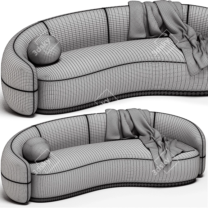 Contemporary Snowglobs Curved Sofa 3D model image 5