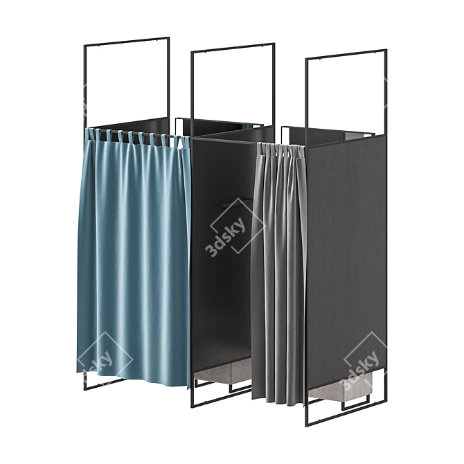 Fitting Room Cubicles 3D model image 2