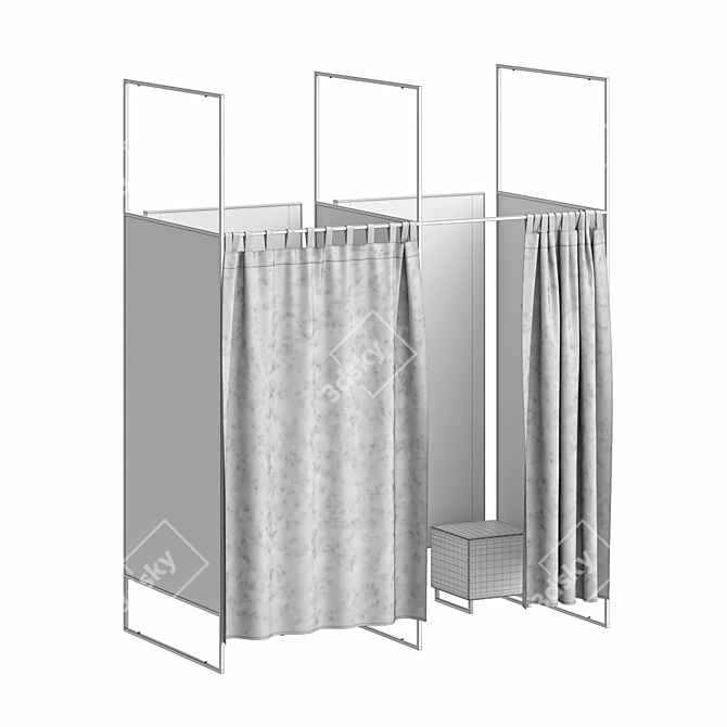 Fitting Room Cubicles 3D model image 4