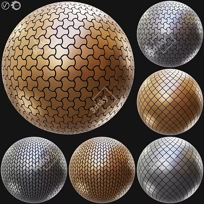 Metallic Mosaic Tile Seamless Textures 3D model image 1