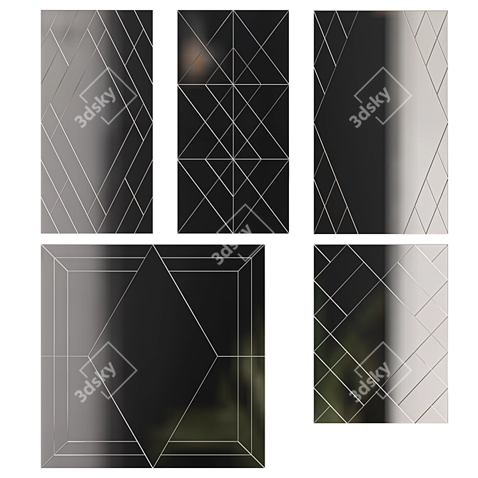 Elegant Mirror Panels Set 3D model image 1