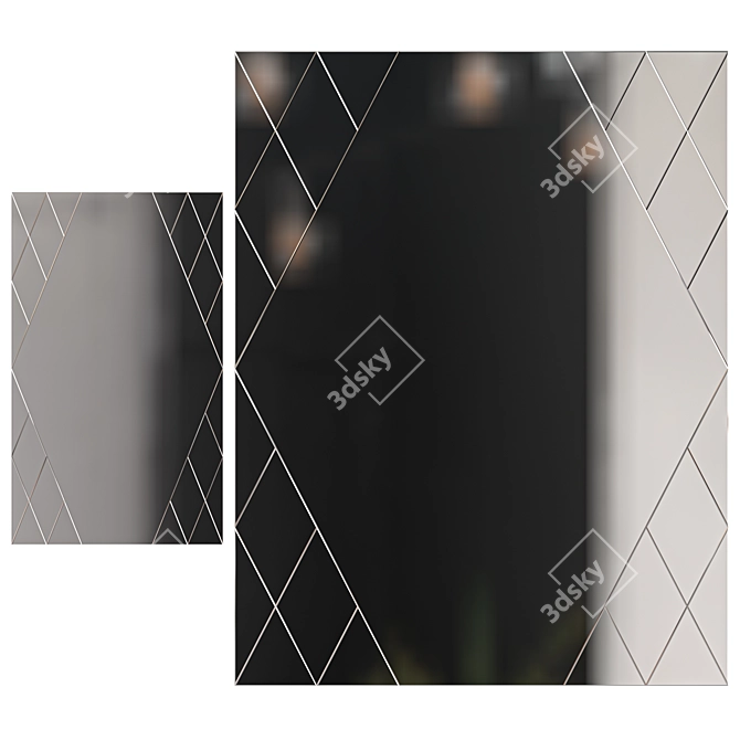 Elegant Mirror Panels Set 3D model image 6