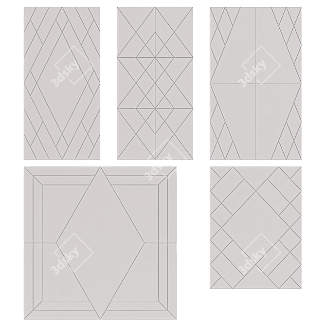 Elegant Mirror Panels Set 3D model image 7