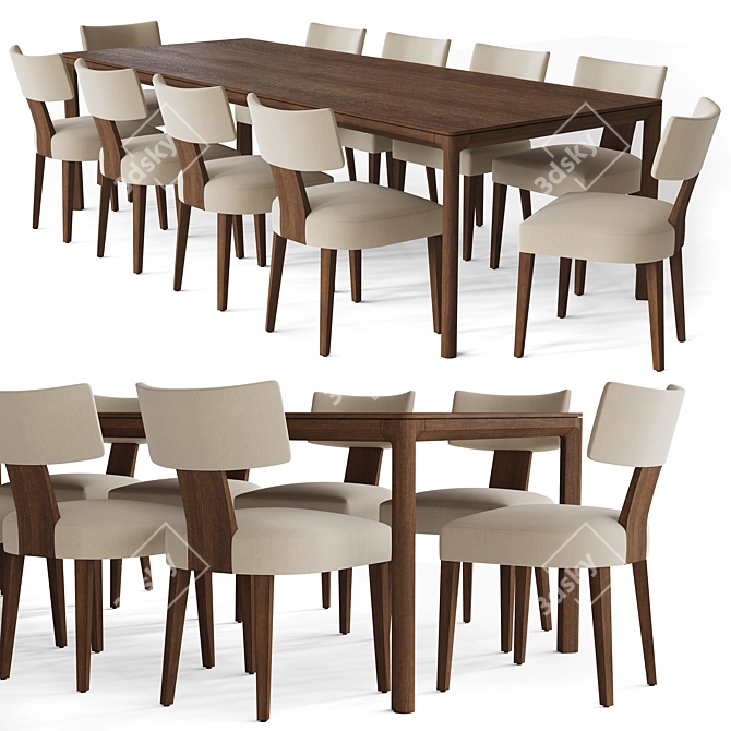 Elegant Padua Dining Set 3D model image 1