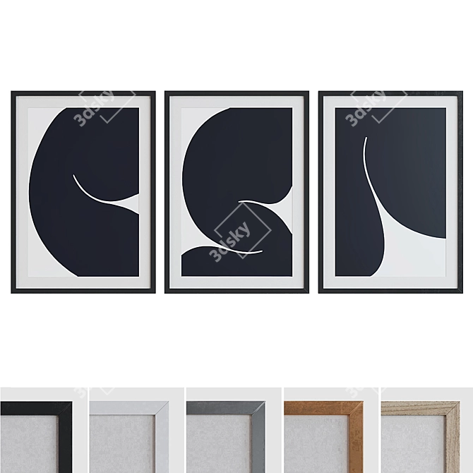 Modern Abstract Picture Frame Set 3D model image 1