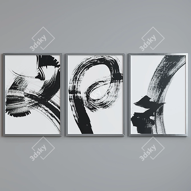 Modern Abstract Picture Frames Set 3D model image 3