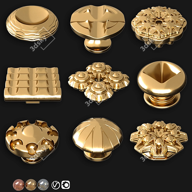 Modern Door Knob Collection 3D model image 1