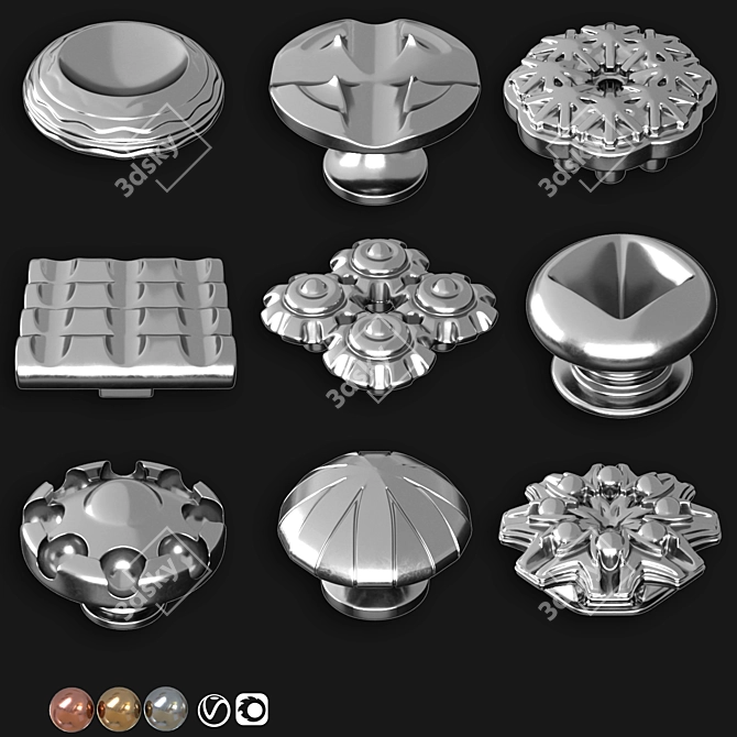 Modern Door Knob Collection 3D model image 3