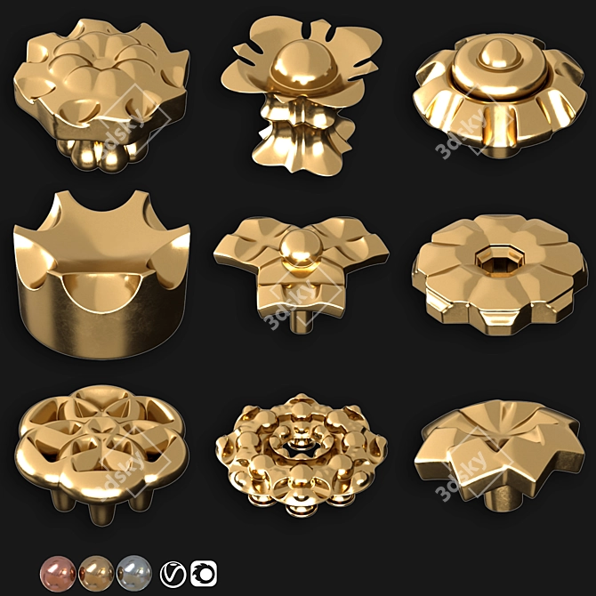 Elegant Door Knobs Collection 0028 3D model image 3