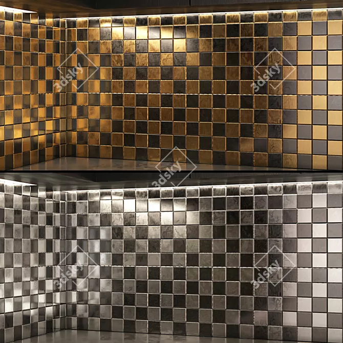 Versatile Metal Mosaic Tile Set 3D model image 2