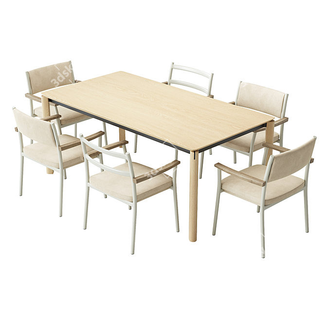  Modern Dining Set with Extending Table 3D model image 2