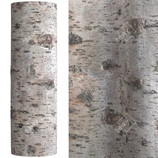 Cherry Wood Bark Textured Material 3D model image 1