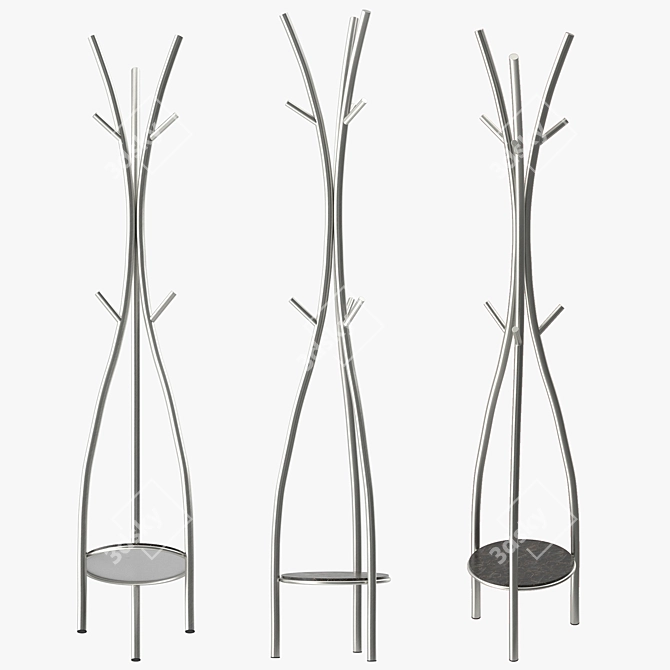 Sleek Metal Coat Rack Stand 3D model image 4