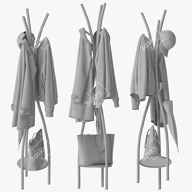 Sleek Metal Coat Rack Stand 3D model image 5