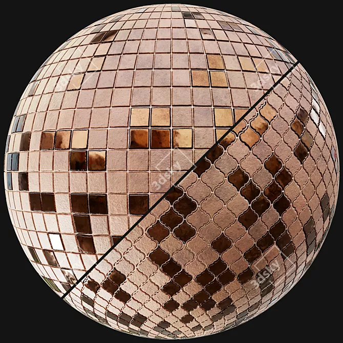 Metallic Mosaic Tile Texture Pack 3D model image 5