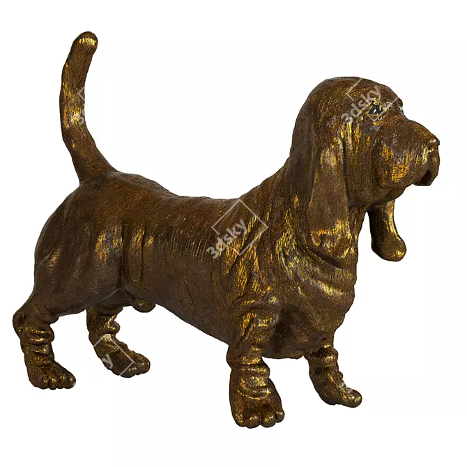 Chilly Basset Hound Dog Figurine 3D model image 1