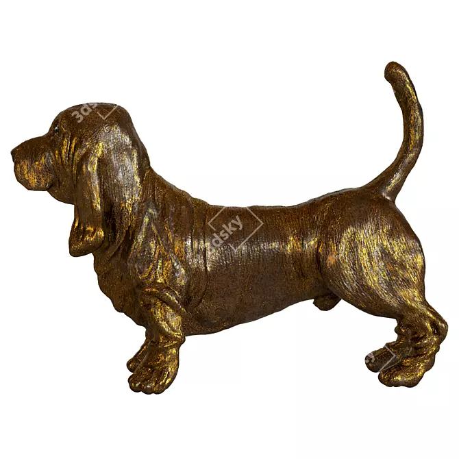 Chilly Basset Hound Dog Figurine 3D model image 2