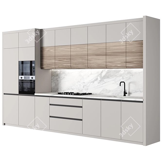 Modern Island Kitchen Set 3D model image 2