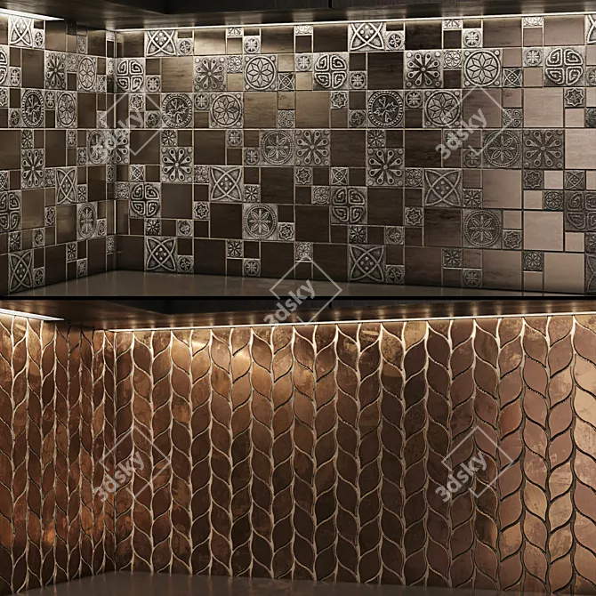 Seamless Metal Wall Mosaic Texture 3D model image 6