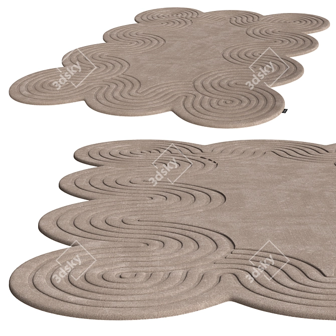 Helix Wool Rug Set Taupe Cream 3D model image 2