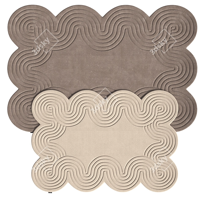 Helix Wool Rug Set Taupe Cream 3D model image 4