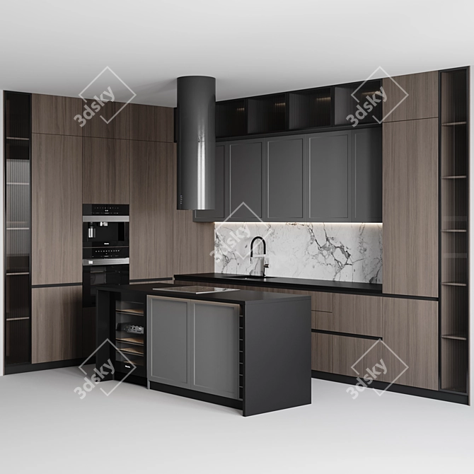 Customizable Modern Kitchen Design 3D model image 2