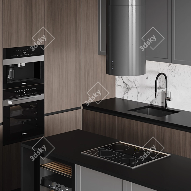 Customizable Modern Kitchen Design 3D model image 3