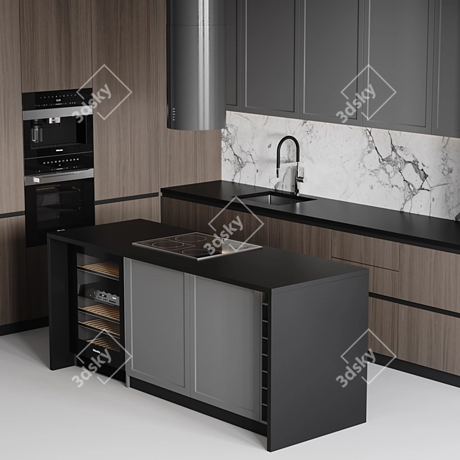 Customizable Modern Kitchen Design 3D model image 5