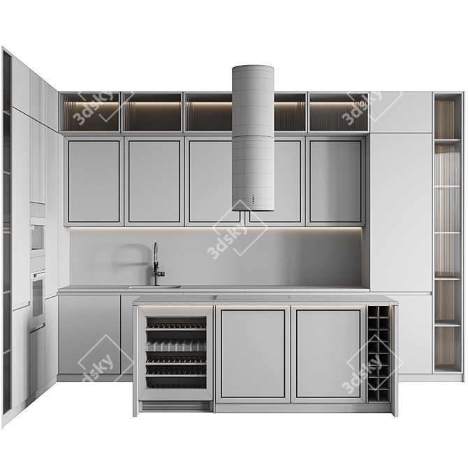 Customizable Modern Kitchen Design 3D model image 6