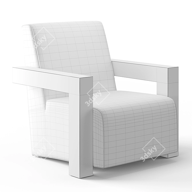 Modern White Club Chair Franco 3D model image 3