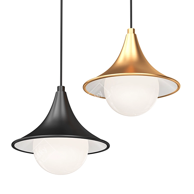 Transitional Pendant Light in Black and Gold 3D model image 1