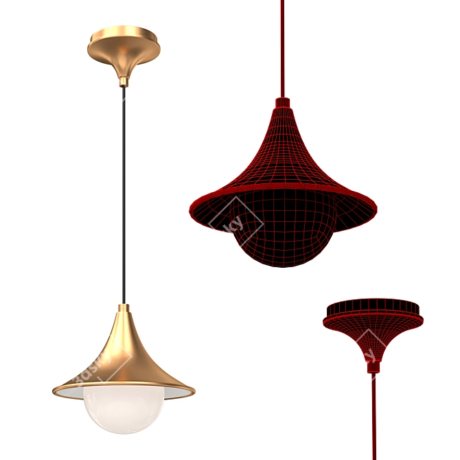 Transitional Pendant Light in Black and Gold 3D model image 2