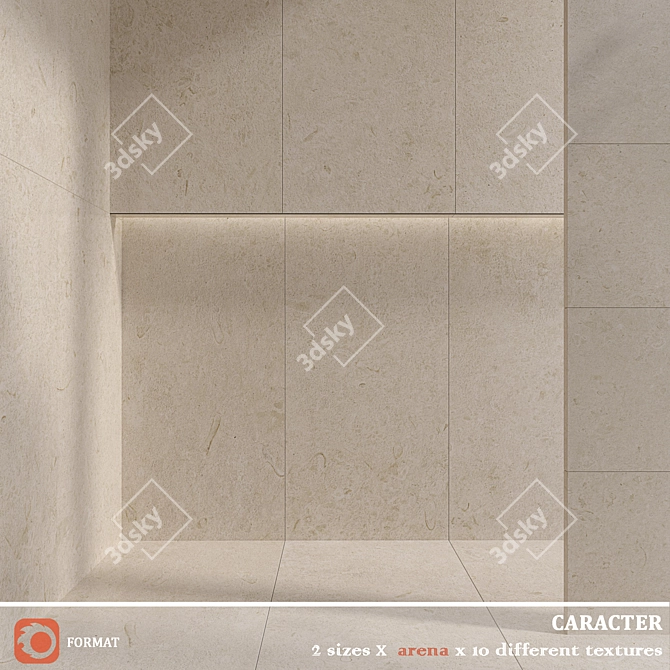 Textured CARACTER Tiles in GREIGE & ARENA 3D model image 2