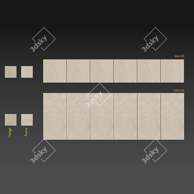 Textured CARACTER Tiles in GREIGE & ARENA 3D model image 4