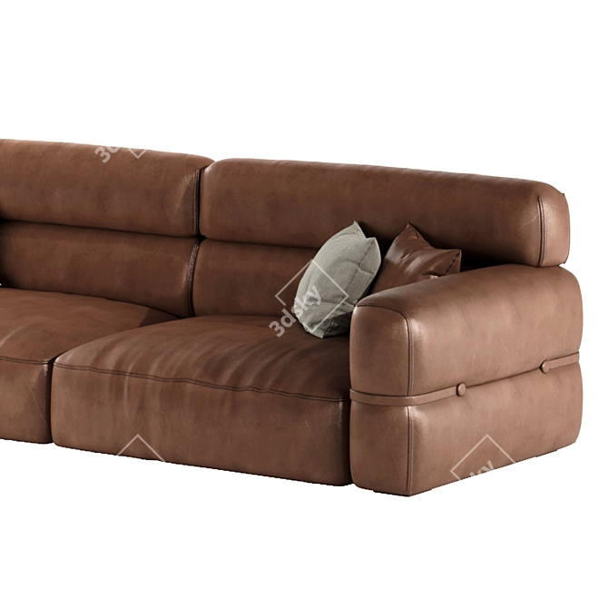 Miaomiao Modular Leather Arm Sofa 3D model image 3