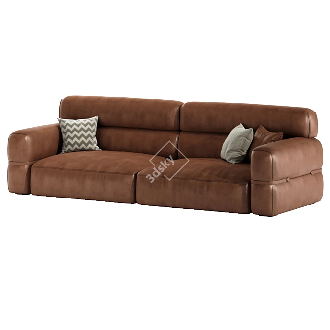 Miaomiao Modular Leather Arm Sofa 3D model image 4