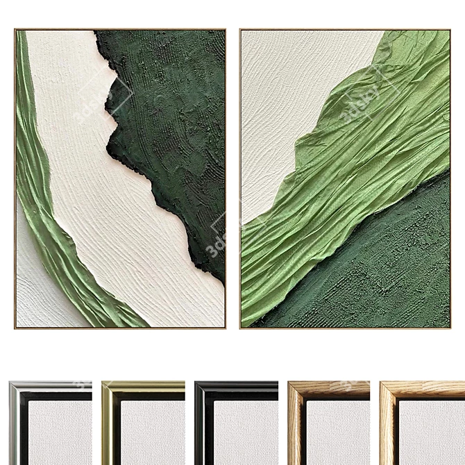 Plaster Dual Photo Frame Texture 3D model image 1