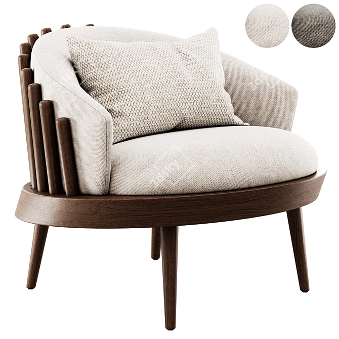 Elegant Fane Upholstered Armchair 3D model image 1