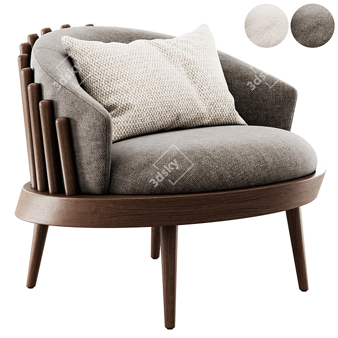 Elegant Fane Upholstered Armchair 3D model image 2