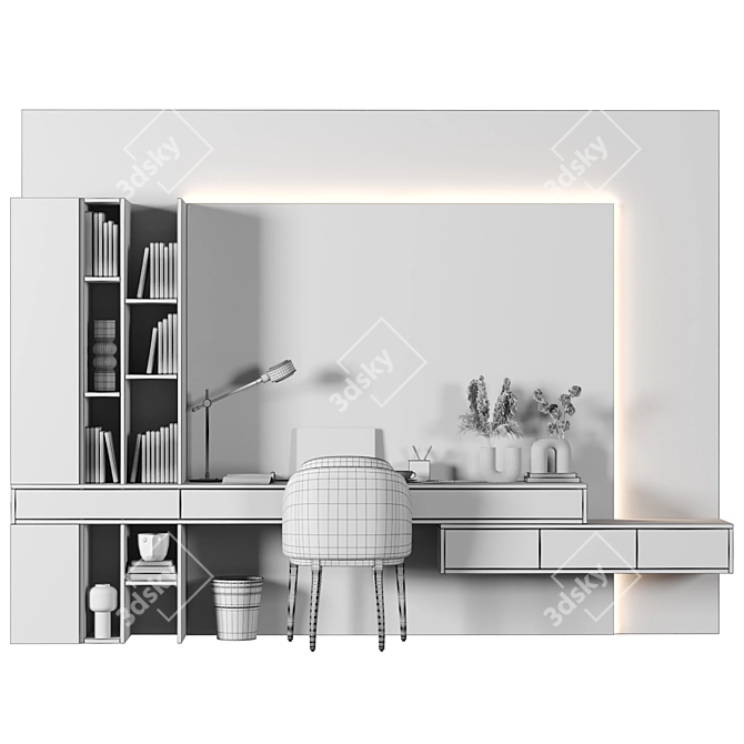 Modern Wood Home Office Furniture 3D model image 4